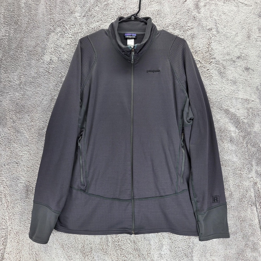 Patagonia Jacket Mens XL Gray R1 Full Zip Fleece Polartec Midlayer Power Grid